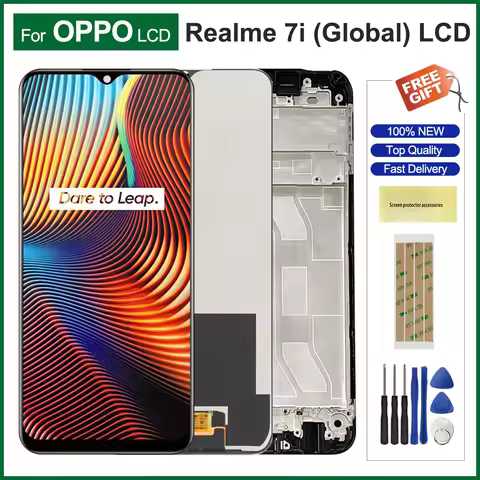 6.5" Display Screen for Realme 7i (Global) Lcd Display Digital Touch Screen with Frame Assembly for 