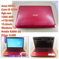 Asus X555L Core i5-5200u 8gb ram 120G SSD +1TB HDD 15.6inch. Windows 10 Nvidia 930M-2G Price: 9,400