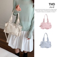 【THD】Beg bahu gaya gadis Korea, beg bantal PU kulit vintage biker, pelbagai warna, sesuai untuk kerj