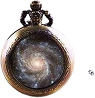 Spiral Galaxy Necklace Outer Space Milky Way Astronomy Nebula Art Galaxy Glass Pendant Pocket Watch,