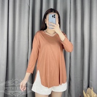 Oversized 7 Sleeve T-Shirt/8 | Long sleeve t-shirt | Oversized slit Blouse | Baju Perempuan | Baju T