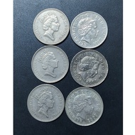 UK Queen Elizabeth II 10 Pence 1992 -2014 ( 6 Coins )