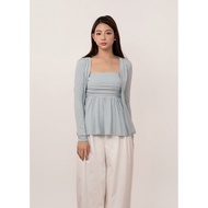 Elora Duo Peplum Top & Cardi Set in Arctic Blue *US*