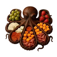 Wooden Serving Tray Large Octopus Shape Bread Fruit Platter Charcuterie Board Cheese Platter Food Di