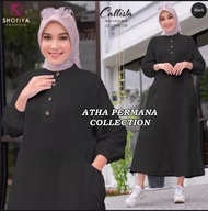 Midi Dress Callista wanita  bahan CRINKLE AIRFLOW MODEL lengan panjang  Style Casual hijab modern