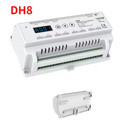 NEW 100-240VDC DALI / DMX RDM 8-Channel Relay Unit Controller 8CH*16A Numeric Display / Din Rail DH8
