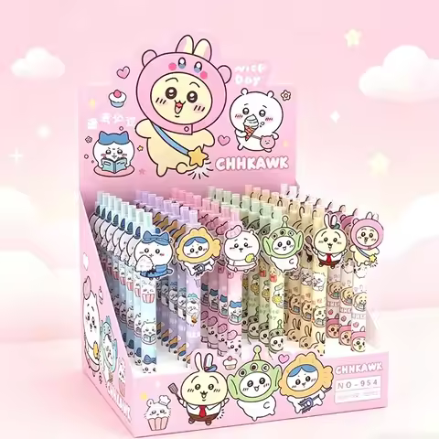 Chikawa Gel Pens Cartoon Pressing Pen Black Water Ink 0.5mm Cute Signature Pen Stationery Student Sc
