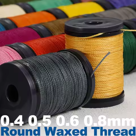 0.4/0.5/0.6/0.8mm Round Waxed Thread for Leather Craft Sewing and DIY Jewelry Handmade Braided Polye