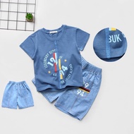Genuine luxury BT combination Set Printed 4C cotton t-shirt + Paper denim shorts with matching pocke
