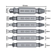 [6件套裝] 銀色 斷頭螺絲取出器 滑牙破損螺絲 取出拆除工具 雙頭取釘器 [平行進口]