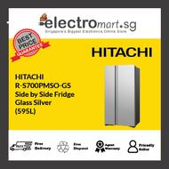 HITACHI R-S700PMSO-GS Side by Side Fridge Glass Silver (595L)