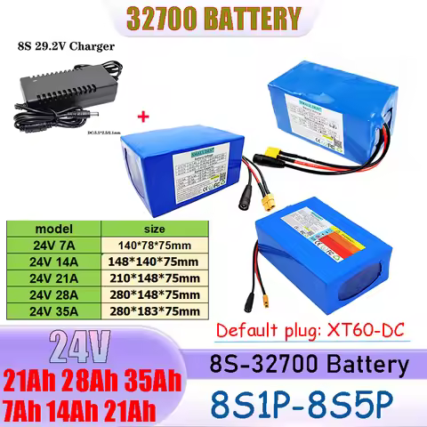 New 24V 7Ah 14Ah 21Ah 28Ah 35Ah Lithium battery pack 32700 8S1P-5P With BMS For 25.9V E-tools scoote