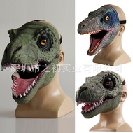 Jurassic World Dinosaur Moving Mouth Latex Mask Headgear Tyrannosaurus Halloween Party Cos Props