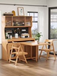 【包送貨】全實木橡膠木餐桌邊櫃組合櫃一體櫃 餐邊櫃 蝴蝶枱 摺疊桌 摺枱 茶水櫃 酒櫃 餐廳收納櫃 置物櫃 碗櫃 電器櫃 餐枱餐櫃全新包送貨dining table#Meal cabinet#Wine