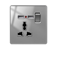 CB certification LEJIA PMMA Grey Panel Switch 13amp Modern Lighting Switch Universal 3 Pin Plug Sock
