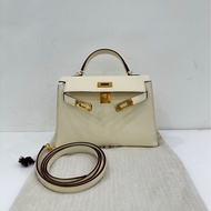 Hermes mini kelly 二代 奶油白金扣 Z刻 Epsom皮