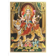 Vintage Den Zari Art Work Photo of Maa Durga Poster Big Without Framees Religious Decor 1212