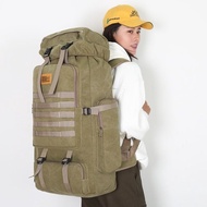 70L Outdoor Mountaineering Camping Backpack Men Large Capacity Canvas Travel Backpack Retro Rest
