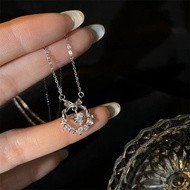 Yes✨S999 Escape Princess Necklace Silver Necklace Bow Necklace versatile Clavicle Chain Bestie Neckl