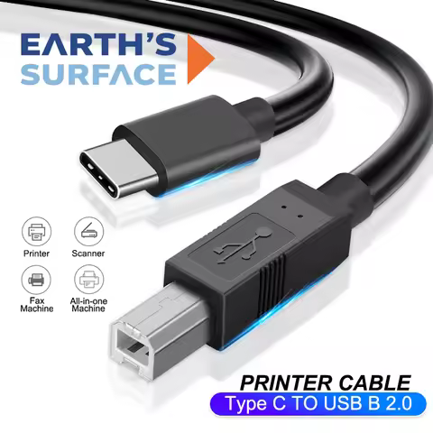 USB Type C to USB B 2.0 Printer Cable High Speed Cable for HP Canon Brother Epson Dell Printer Fax M