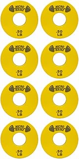 Micro Gainz 1-Inch Center Hole Standard Fractional Weights Plates Set, 8 Piece Dumbbell & Barbell Se