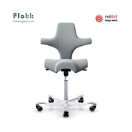 HAG Capisco 8106 - Ergonomic Office Chair by Flokk - Silver Metal Colour Fabric - 10 Year Warranty