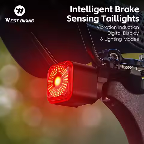 WEST BIKING Bicycle MTB Saddle Light USB Rechargeable 9​ Modes Bike Rear Taillight LED Riding Warnin
