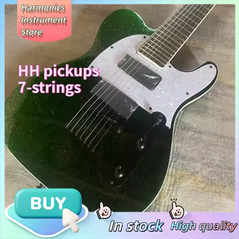 2002 Green Sparkle 7-String Custom Tele Electric Guitar Passive HH Pickups Metal Core Performance Dj