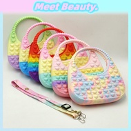 Pop It Rainbow Bag Fidget Handbag Macaron Push Bubble Antistress Children Sensory Game Kid Toy Purse