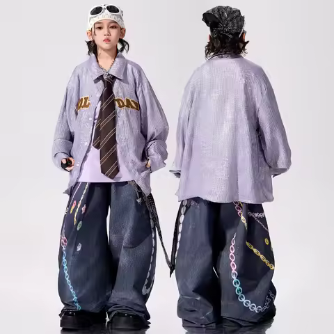 Cool Hip‑Hop Street Dance Outfit For Boys Kids Children Hip Hop Suit New Year Day Drum Playing Stage