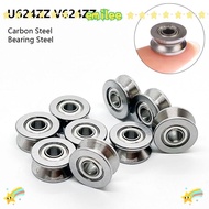 EMILEE 1/5Pcs Pulley Bearing, Carbon Steel U624ZZ V624ZZ Sealed Ball Bearing, U/V Groove Guide Track