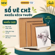 100-page pencil drawing notebook - Sketchbook size A4, A5, A6 with kraft cover