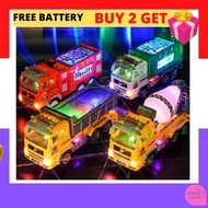 Mainan Lori Series Bomba, Polis, Tanker, Cement Truck Dengan Lampu & Lagu Toy Truck With Music & 4D 