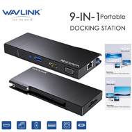 WAVLINK แท่นวางขนาดเล็ก USB3.0สำหรับเดินทางแท่นแสดงผลแบบพกพา9-In-1ตัวแปลงแบบหลายพอร์ตพร้อม2K HDMI 10
