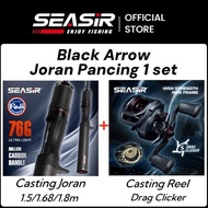SEASIR Black Arrow Joran Pancing 1 set + SEASIR MERCURY Black itam BC Casting Reel Pancing