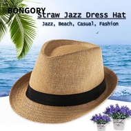 BONGORY Straw Panama Cap Fashion Gangster Cap Beach Jazz Dress Hat