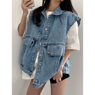 denim vest woman denim suit woman Early Spring Style Age-Reducing Denim Vest