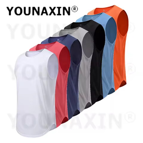 7 Pcs Men's Quick Dry Loose Tank Top Sleeveless Athletic Shirt for Running Gym Basketball Fitness Ma
