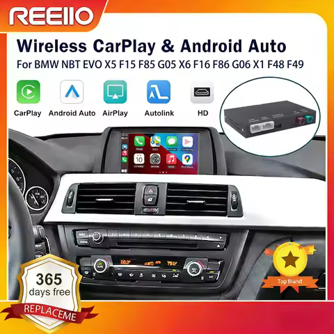 REEIIO Wireless CarPlay Android Auto For BMW NBT EVO X5 F15 F85 G05 X6 F16 F86 G06 X1 F48 F49 With B