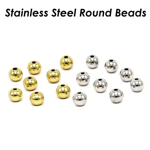 100 Pcs Round Spacer Beads Stainless Steel Beads 2mm 3mm 4mm 5mm 6mm 8mm 10mm Gold Spacer Beads for 