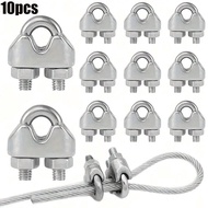 10 Pack Wire Rope Clips - 1/8" 3mm Stainless Steel Cable Clamps, Heavy Duty U-Bolt Type, Rust-Resist