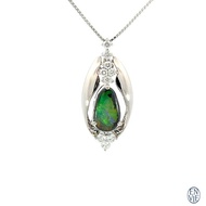 頂級鉑金 天然澳洲黑蛋白石鍊墜 Black Opal Diamond Necklace