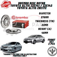 TOYOTA ALTIS ZZE141 / ZZE142 / TOYOTA ALTIS ZRE172 FRONT 100% BREMBO BRAKE DISC ROTOR