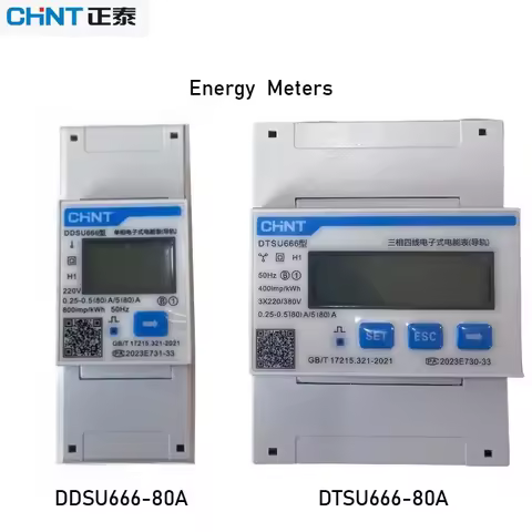 Authentic Chint DDSU666/DTSU666-80A Digital Meter Single/Three Phase DIN Rail Mount RS485 Communicat