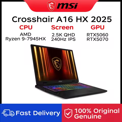 2025 MSI Crosshair A16 HX Gaming Laptop 16 Inch QHD 2.5K 240Hz IPS Screen Netbook AMD Ryzen R9-7945H
