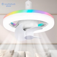 {IN-STOCK} Ceiling Fans with Light Bulb Remote RGB Mode Light Socket Fan 3 Color Dimmable [CrazyMallueb.sg]
