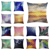 45*45cm Triangle Glass Tiles Linen Throw Pillow Cover Car Cushion Cover Home Decorative Pillowcase