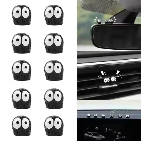 10PCS Cute Black Elf Car Interior Decoration Funny Auto Center Console Rearview Mirror Ornaments For