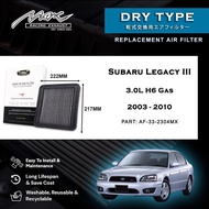 Subaru Legacy III 3.0L H6 Gas 2003 to 2010 33-2304MX Max Racing Exhaust Performance Drop-in Dry Type