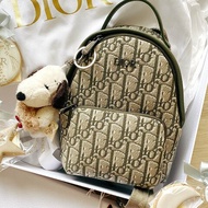 Dior 迷你茶色提花帆布拉鍊後背包 99新超稀缺海外限定  Dior Kids Rider Backpack Mini